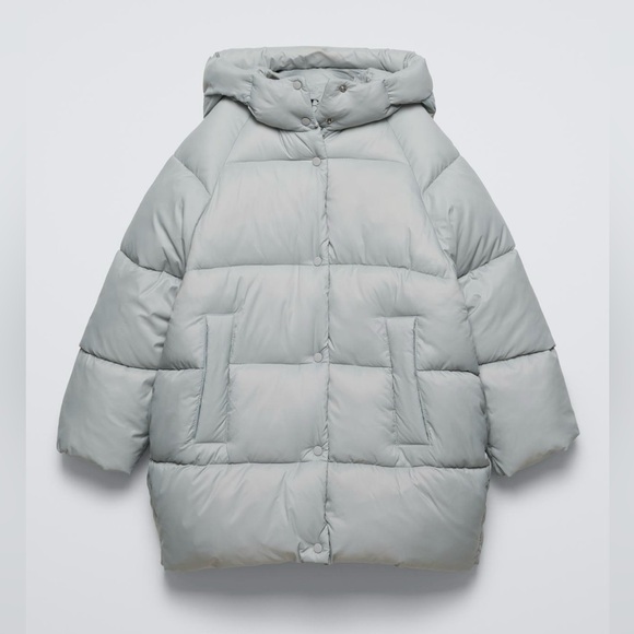 New Zara Kids Grey Ice Puff Puffer Jacket Winter